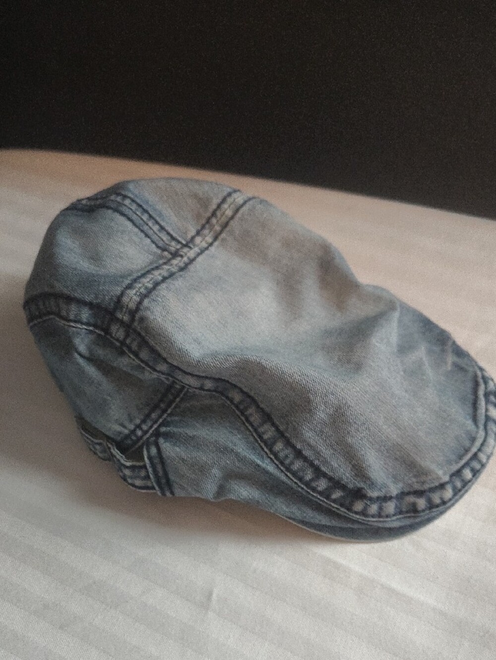 Wait Y2k Retro Street Wear Grunge Blue washed Denim Cabbie  Newsboy Cap - Picture 2 of 11